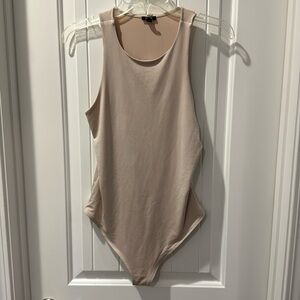 Express high neck, bodysuit, in cream